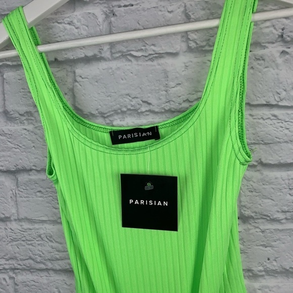 Green Scoop Neck Rib Knit Bodycon Mini Dress NWT - Picture 7 of 7